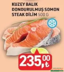 KUZEY BALIK DONDURULMUŞ SOMON STEAK DİLİM 500 G fiyat ve kampanya bilgisi